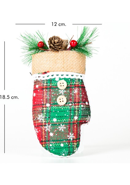 Ekose Desenli Dekorlu Berry'li Yılbaşı Eldiven Kırmızı-Yeşil 12X18.5 fırsatları