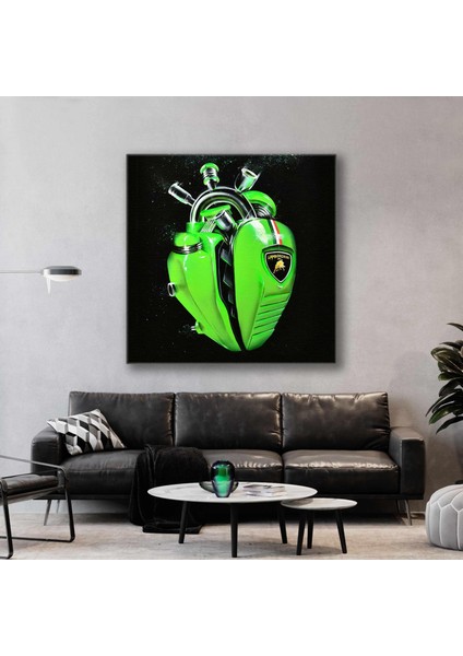 Yeşil Arabanın Kalbi Motor The Heart Of Lamborghini Kanvas Tablo