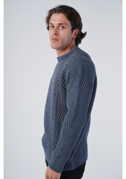 Erkek Yürütme Saç Örgülü Bisiklet Yaka Triko Yün Kazak TRIST-5312 fırsatları