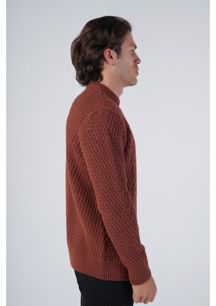 Erkek Yürütme Saç Örgülü Bisiklet Yaka Triko Yün Kazak TRIST-5312 fiyatları