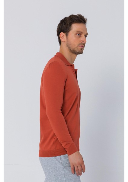Erkek Regular Fit Düz Renk Polo Yaka Uzun Kollu Triko Kazak modelleri