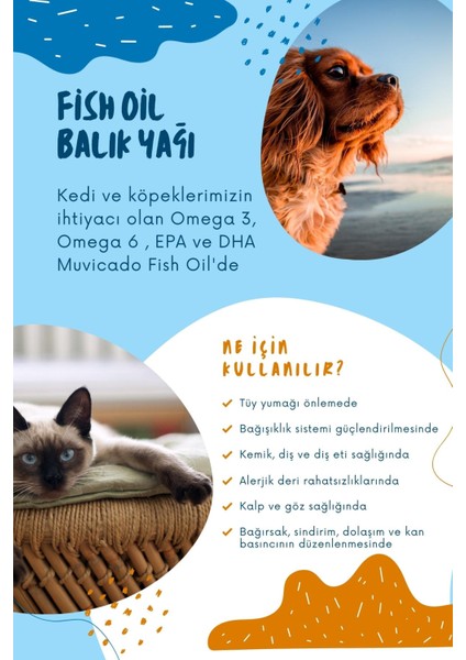 Fish Oil - Kedi ve Köpekler Için Omega 3 ve Omega 6 Balık Yağı 200 ml