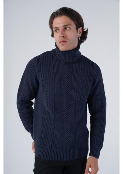 Erkek Yürütme Saç Örgülü Balıkçı Yaka Triko Yün Kazak TRIST-5313 modelleri