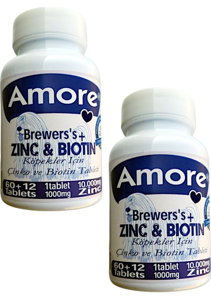 Köpek Brewers 2 x 72LI Çinko Biotin Tablet Tüy Döküm Xl Zinc Biotin Large Tabs