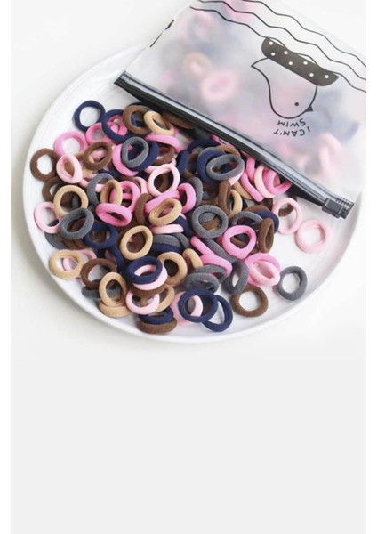 100 Adet Havlu Lastik Mini Toka Seti Çantalı Paket