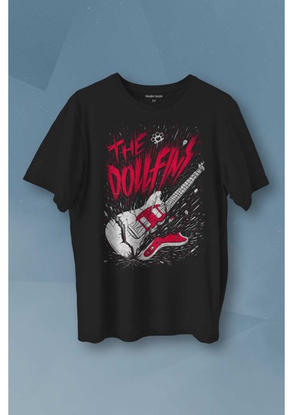 The Dollfins Müzik Şarkı Band Gitar Baskılı Siyah T-Shirt Unisex Tişört