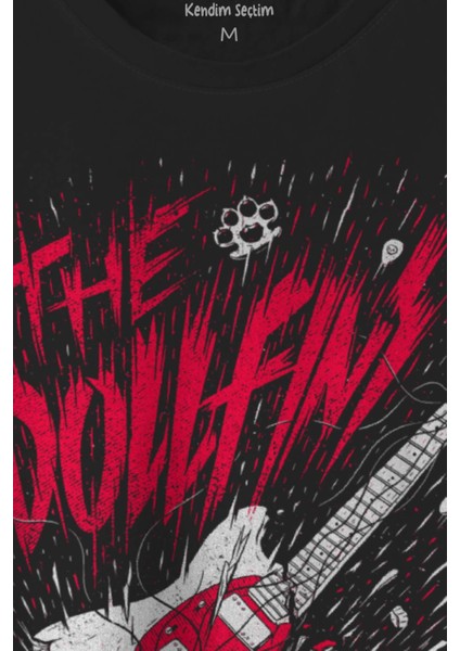 The Dollfins Müzik Şarkı Band Gitar Baskılı Siyah T-Shirt Unisex Tişört fiyatları