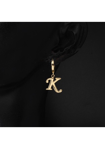 K Harfi Halka Altın Küpe 14 Ayar fiyatları