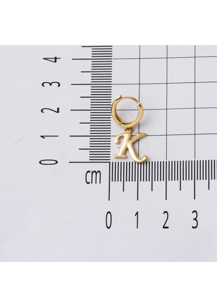 K Harfi Halka Altın Küpe 14 Ayar indirimleri