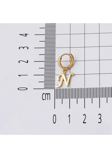 N Harfi Halka Altın Küpe 14 Ayar indirimleri