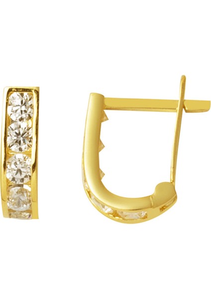 Beyaz Taşlı 14 Ayar Altın Kız Bebek Küpesi