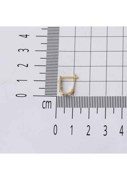 Mavi Taşlı Kız Bebek Küpesi 14 Ayar Altın