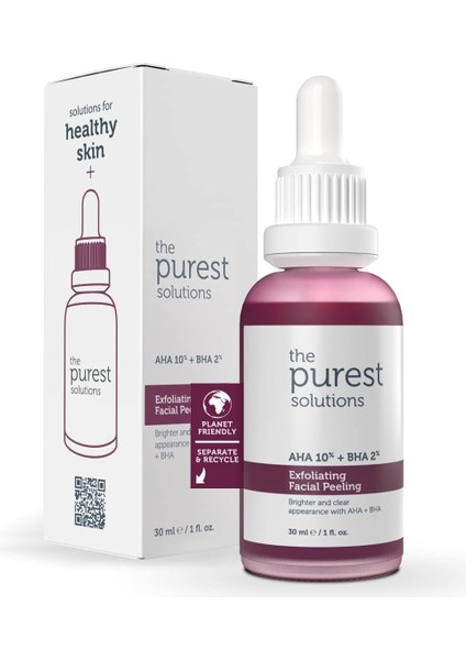 The Purest Solutions The Purest Solutions, Aha & Bha Canlandırıcı & Cilt Tonu Eşitleyici Kırmızı Peeling Cilt Bakım Serumu 30 Ml  (Aha 10% + Bha 2%)