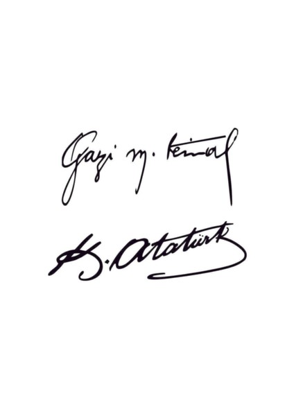 Gazi M.kemal Imza Sticker, Atatürk Imza Sticker, Ikili Imza, 20*8 Cm, Oto Sticker, Arma,