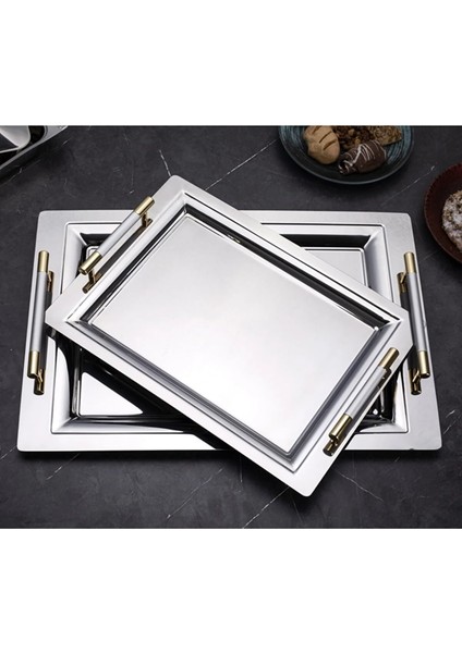 Mercan Silver 2'li Ikramlık Sunumluk Çay Ve Servis Tepsisi