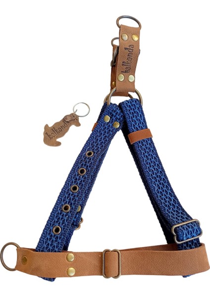 Köpek göğüs tasması hakiki deri orta ırk lacivert kolon genişlik:3cm göğüs ölçüsü:40-75cm ayarlamalı dog harness GT4-17 modelleri