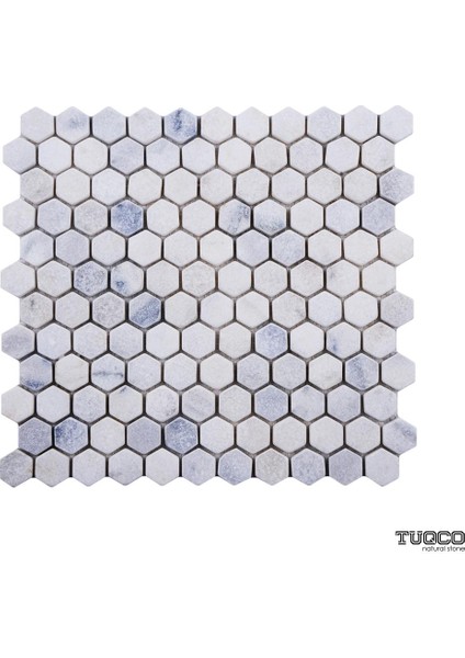 1 Inch Hexagon Carrara Mermer Mozaik Eskitme Fileli Doğaltaş, Backsplash