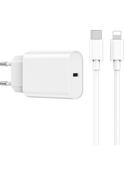 20W iPhone Şarj Seti Wiwu WI-U001 Şarj Başlığı Adaptörü ve Type-C To Lightning Pd Kablo Şarj Seti