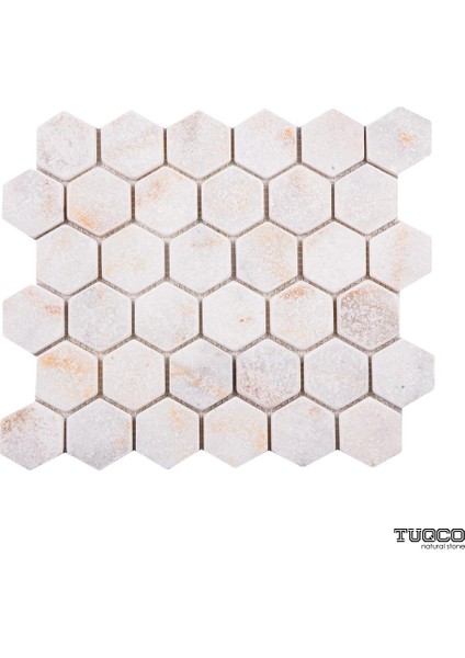 Doğaltaş Fileli 2" Hexagon Golden Eskitme Mermer Mozaik