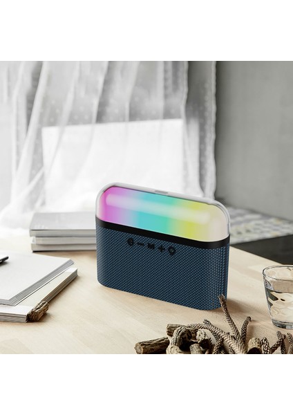 Bluetooth Speaker Wiwu P60 Rgb LED Işıklı Taşınabilir Kablosuz Hoparlör Thunder Wireless Lacivert