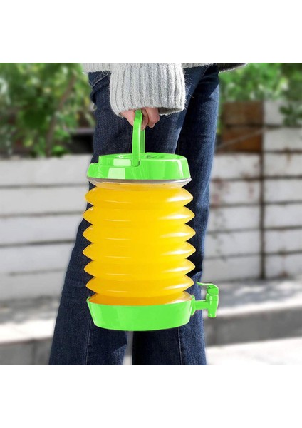 Pratik Su Sebili Taşınabilir Katlanabilir Termos Çeşmeli Körüklü 5.5 Litre Piknik Kamp Su Ayran Meşrubat Içecek Bidonu Yeşil