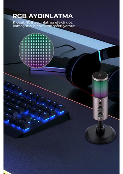 Gamenote GK61 Rgb Gaming Profesyonel Oyuncu Yayıncı Mikrofonu