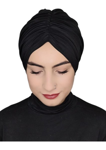 Mayo ve Hasema Üstü Uyumlu Hijab Arkadan Baglamalı Bone Siyah Renk