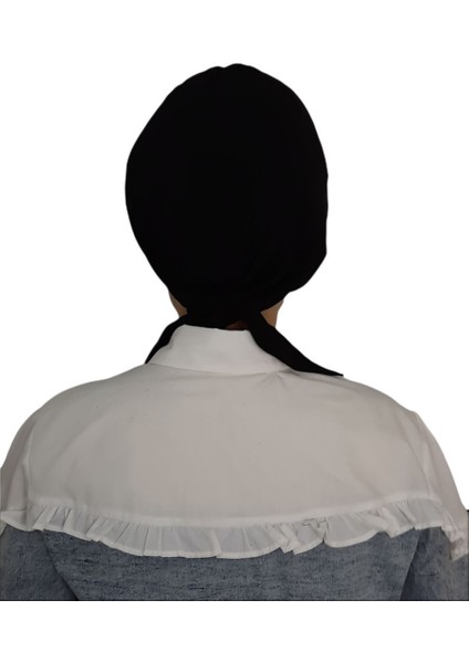 Mayo ve Hasema Üstü Uyumlu Hijab Arkadan Baglamalı Bone Siyah Renk