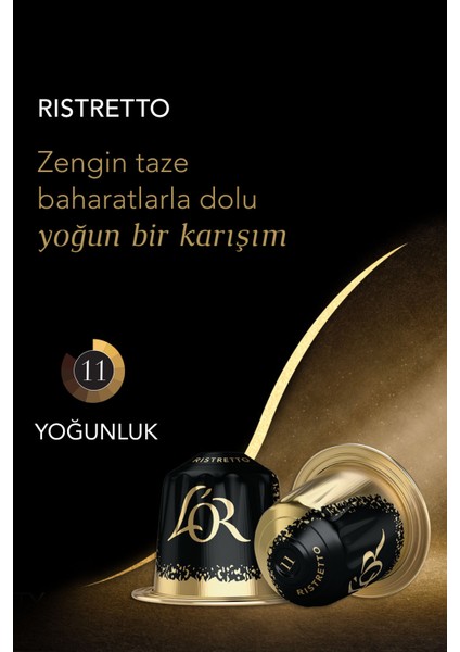 L'OR Ristretto Intensity 11 Nespresso Uyumlu Alüminyum Kapsül Kahve Fırsat Paketi 10 Adet x 3 Paket