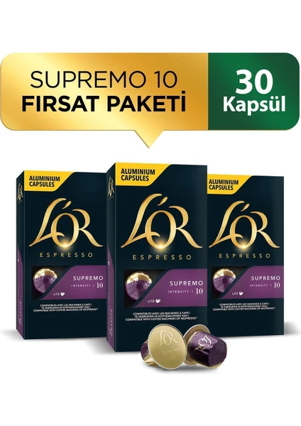 - Supremo - Intensity 10 - Nespresso Uyumlu Kapsül Kahve Fırsat Paketi 10 x 3 Paket (30 Adet)