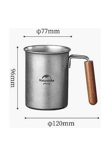 Paslanmaz Çelik Ahşap Saplı Kupa 350 ml