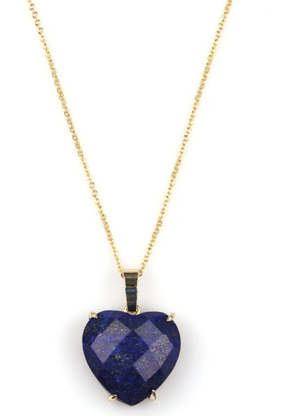 Lapis Lazuli Doğal Taş Gold Renkli Kolye