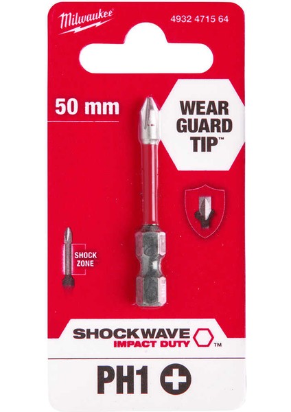 T4932471564 Bits Uç Ph1 50 mm 1'li Paket Shockwave
