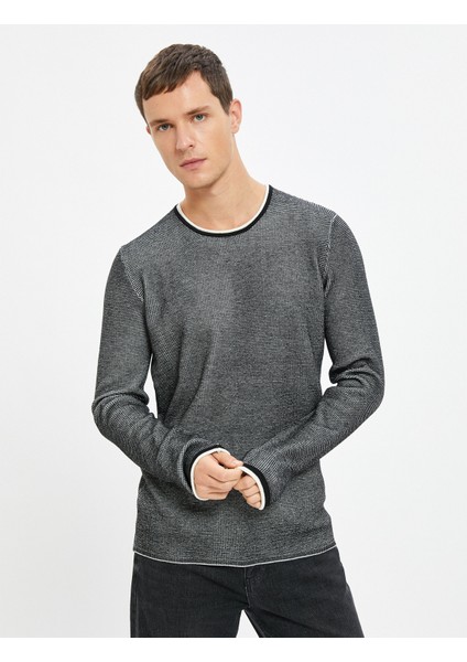 Triko Kazak Bisiklet Yaka Dokulu Slim Fit Uzun Kollu modelleri