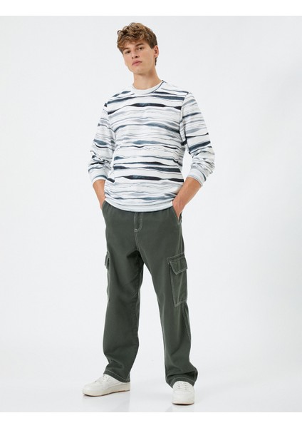 Bisiklet Yaka Sweatshirt Baskılı Uzun Kollu fiyatları