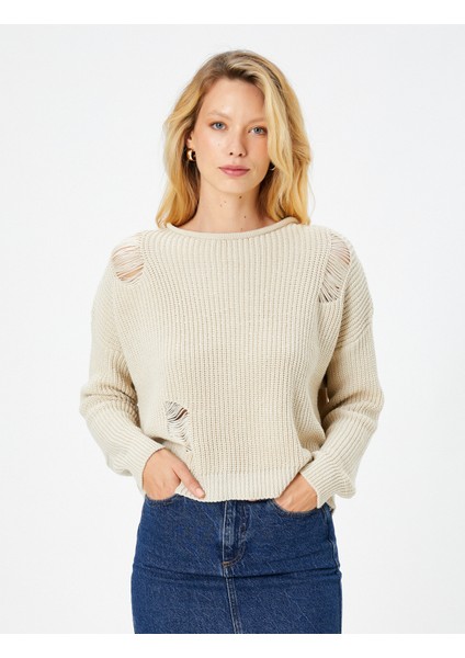 Örgü Kazak Ajurlu Uzun Kollu Düşük Omuzlu modelleri