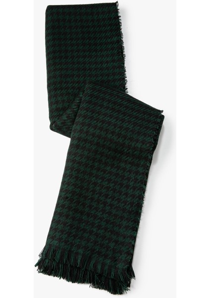 Şal Kazayağı Desenli Püsküllü Yumuşak Dokulu