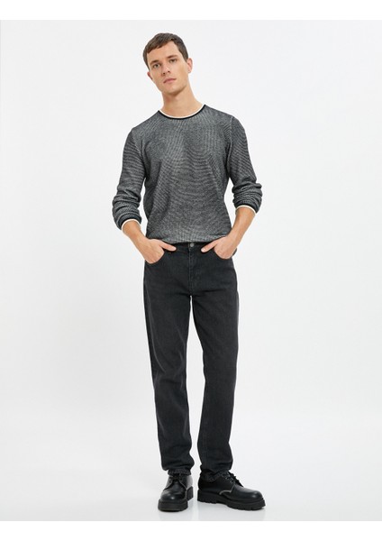 Triko Kazak Bisiklet Yaka Dokulu Slim Fit Uzun Kollu fiyatları