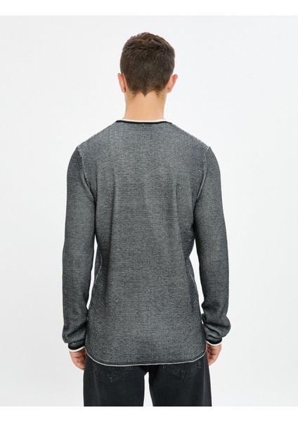 Triko Kazak Bisiklet Yaka Dokulu Slim Fit Uzun Kollu fırsatları