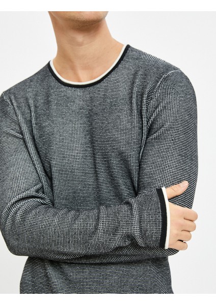 Triko Kazak Bisiklet Yaka Dokulu Slim Fit Uzun Kollu indirimleri