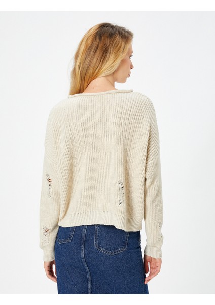 Örgü Kazak Ajurlu Uzun Kollu Düşük Omuzlu fırsatları