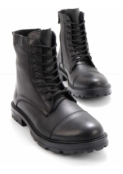 Siyah Leather Erkek Bot & Bootie E02733083503