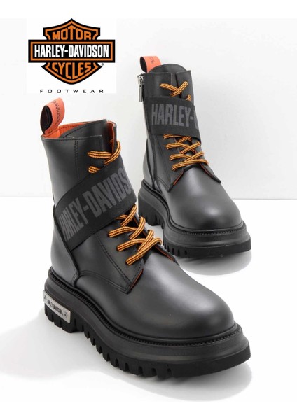 Harley Davidson Black Leather Kadın Bot & Bootie HD0777055403