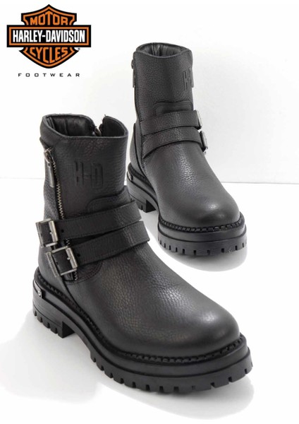 Black Leather Kadın Bot & Bootie HD0777055603