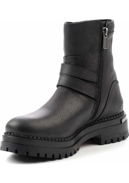 Black Leather Kadın Bot & Bootie HD0777055603