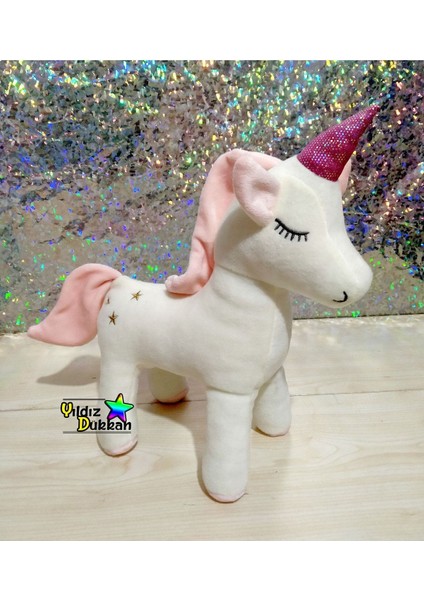 Yıldız Dükkan Sevimli Orijinal Peluş Oyuncak Pony Uyku Arkadaşım Unicorn 30 cm Boynuzlu At