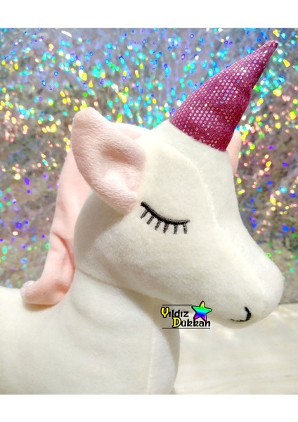 Yıldız Dükkan Sevimli Orijinal Peluş Oyuncak Pony Uyku Arkadaşım Unicorn 30 cm Boynuzlu At