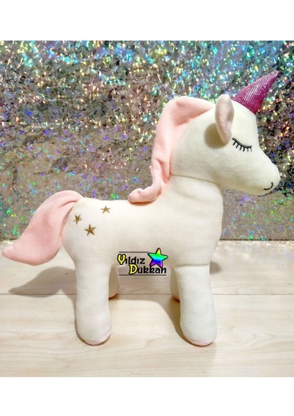 Yıldız Dükkan Sevimli Orijinal Peluş Oyuncak Pony Uyku Arkadaşım Unicorn 30 cm Boynuzlu At