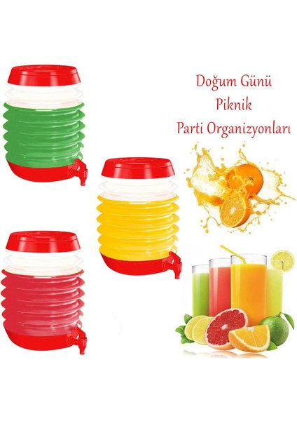 Su Sebili Pratik Katlanabilir Termos Çeşmeli Körüklü 5.5 Litre Piknik Kamp Su Ayran Meşrubat Içecek Bidonu Kırmızı