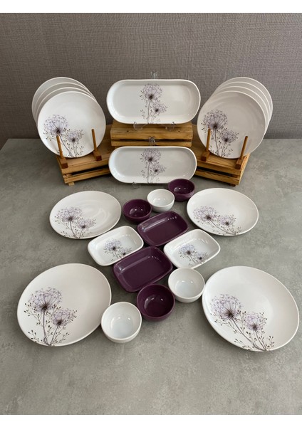 Takım Kahvaltı Mor Hindiba 24 Parça 12 Kişilik indirimleri